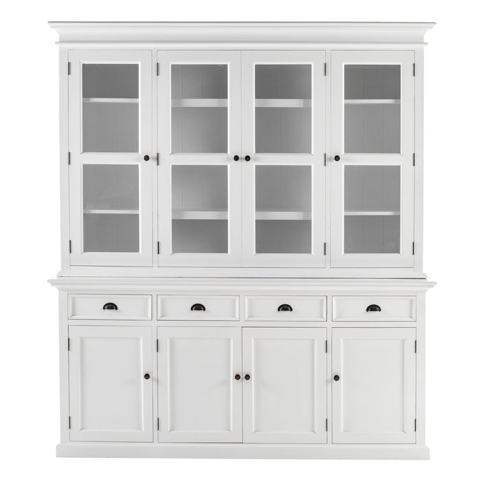 NovaSolo Halifax Buffet Hutch Unit with 4 Glass Doors in Classic White BCA610