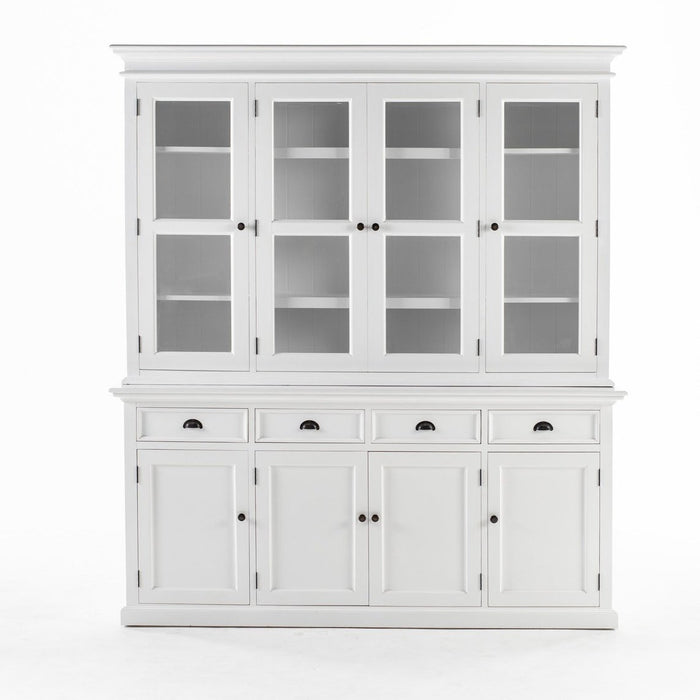 NovaSolo Halifax Buffet Hutch Unit with 4 Glass Doors in Classic White BCA610