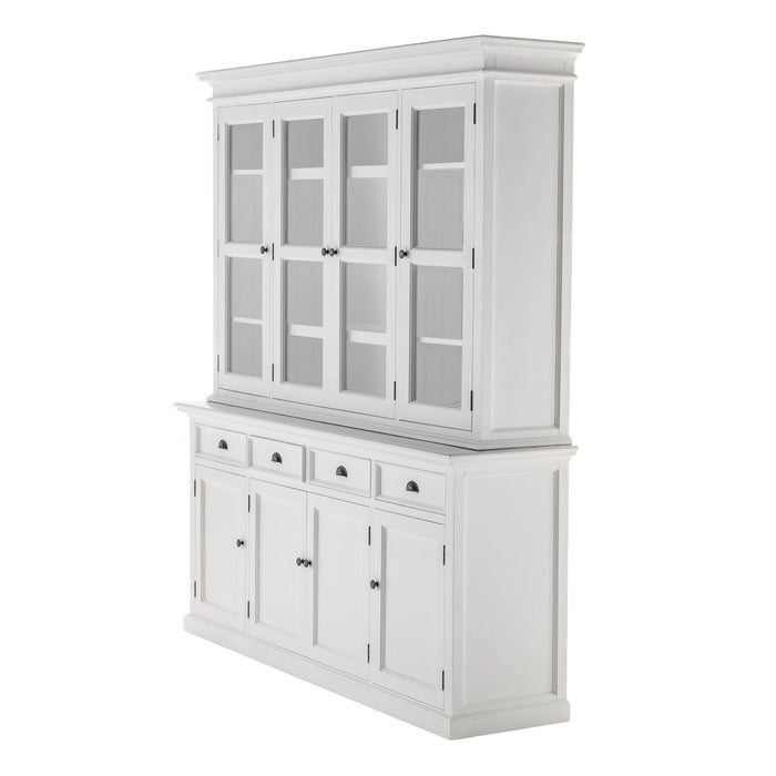 NovaSolo Halifax Buffet Hutch Unit with 4 Glass Doors in Classic White BCA610