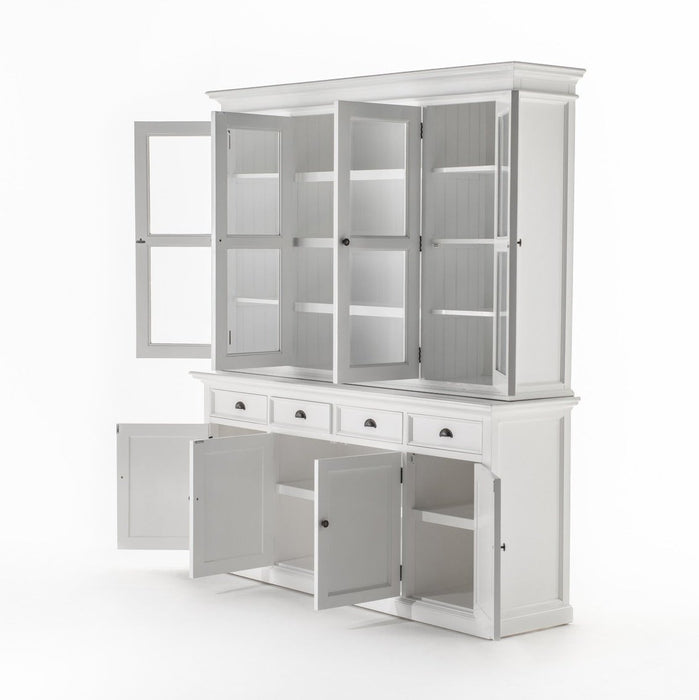 NovaSolo Halifax Buffet Hutch Unit with 4 Glass Doors in Classic White BCA610
