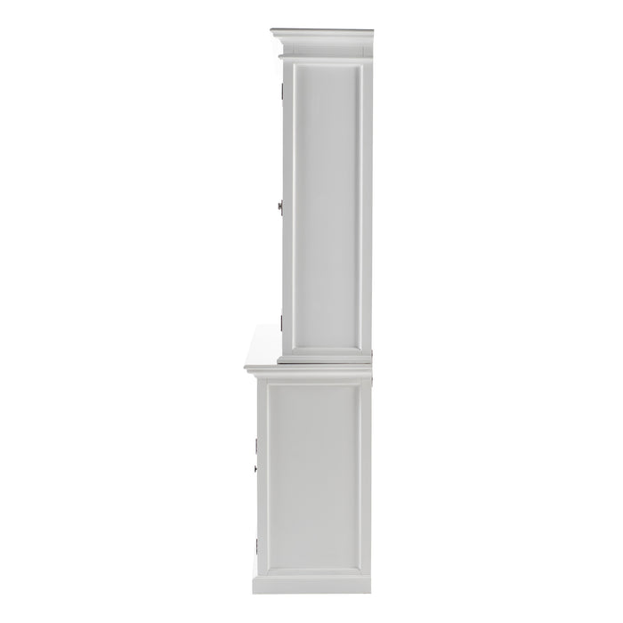 NovaSolo Halifax Buffet Hutch Unit with 4 Glass Doors in Classic White BCA610