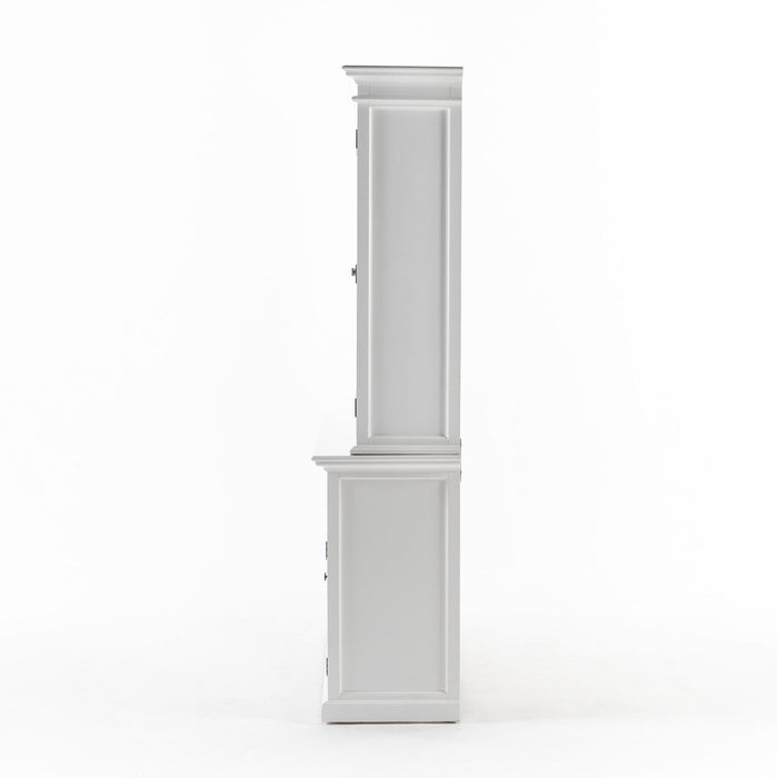 NovaSolo Halifax Buffet Hutch Unit with 4 Glass Doors in Classic White BCA610