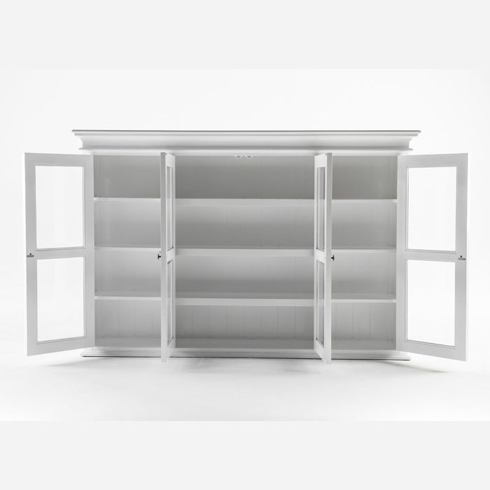 NovaSolo Halifax Buffet Hutch Unit with 4 Glass Doors in Classic White BCA610