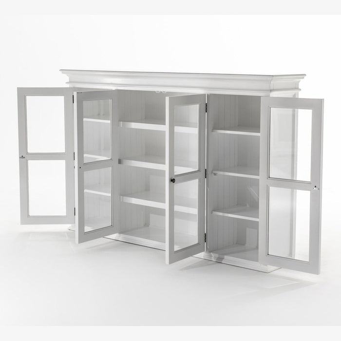 NovaSolo Halifax Buffet Hutch Unit with 4 Glass Doors in Classic White BCA610
