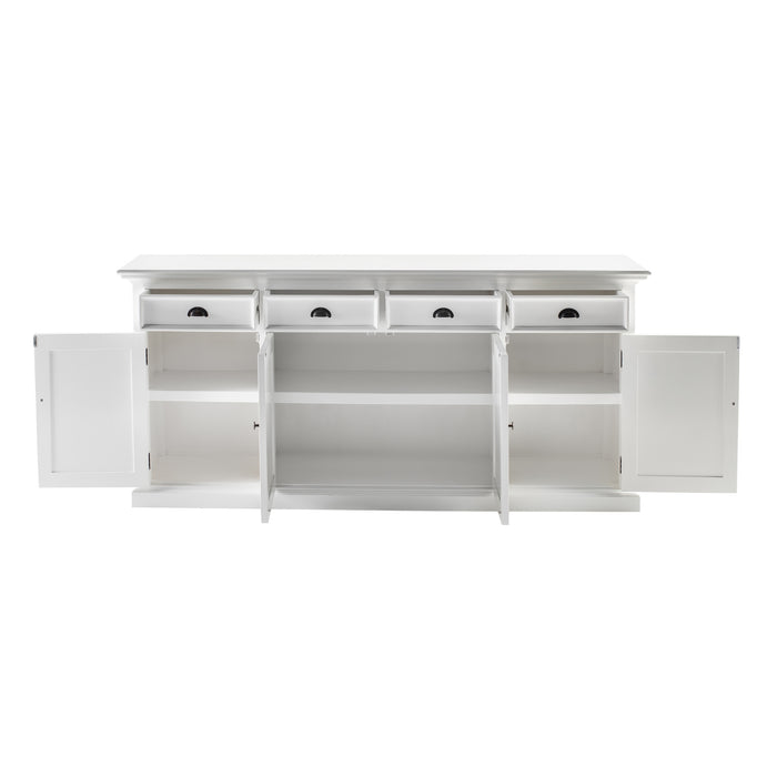 NovaSolo Halifax Buffet Hutch Unit with 4 Glass Doors in Classic White BCA610