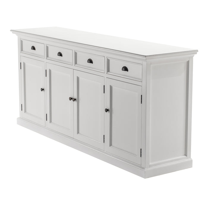 NovaSolo Halifax Buffet Hutch Unit with 4 Glass Doors in Classic White BCA610