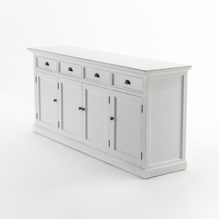 NovaSolo Halifax Buffet Hutch Unit with 4 Glass Doors in Classic White BCA610