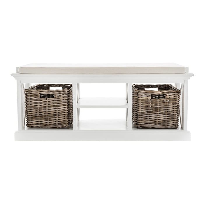 NovaSolo Halifax Bench & Basket Set White BE001