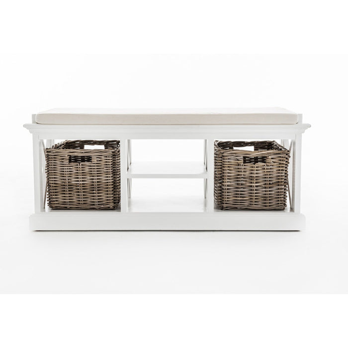 NovaSolo Halifax Bench & Basket Set White BE001