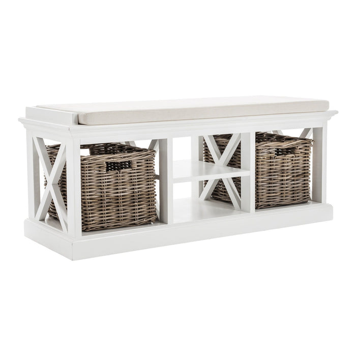 NovaSolo Halifax Bench & Basket Set White BE001