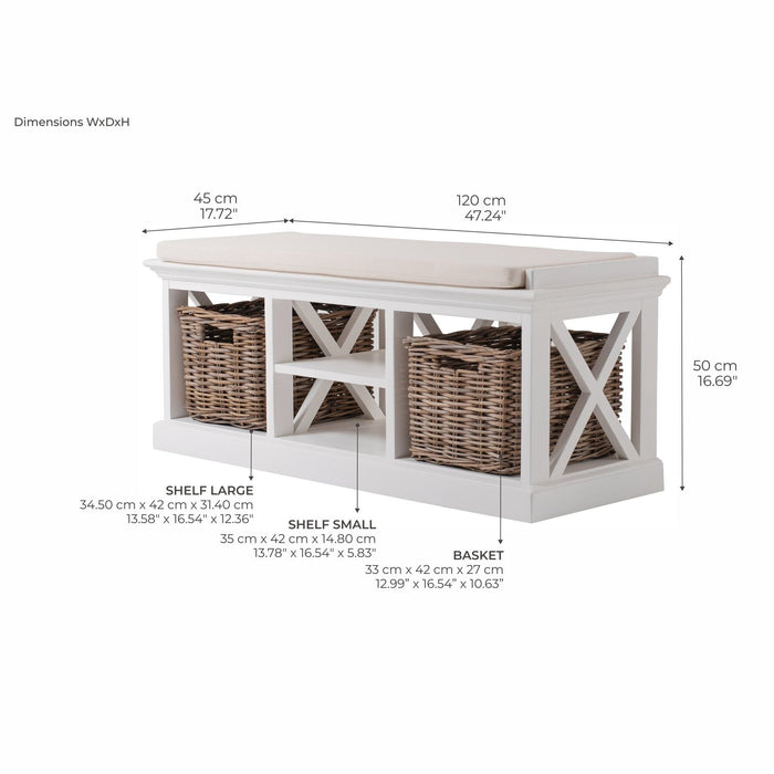 NovaSolo Halifax Bench & Basket Set White BE001