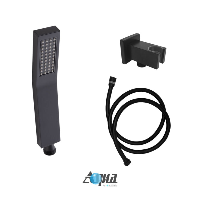 KubeBath Aqua Piazza Shower Set with Ceiling Mount Square Rain Shower, Handheld and Tub Filler