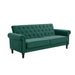 Benzara Sofa With Velvet Upholstery And Tufted Design, Green BM261289