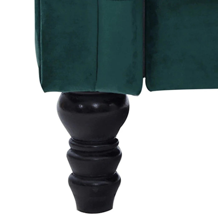 Benzara Sofa With Velvet Upholstery And Tufted Design, Green BM261289