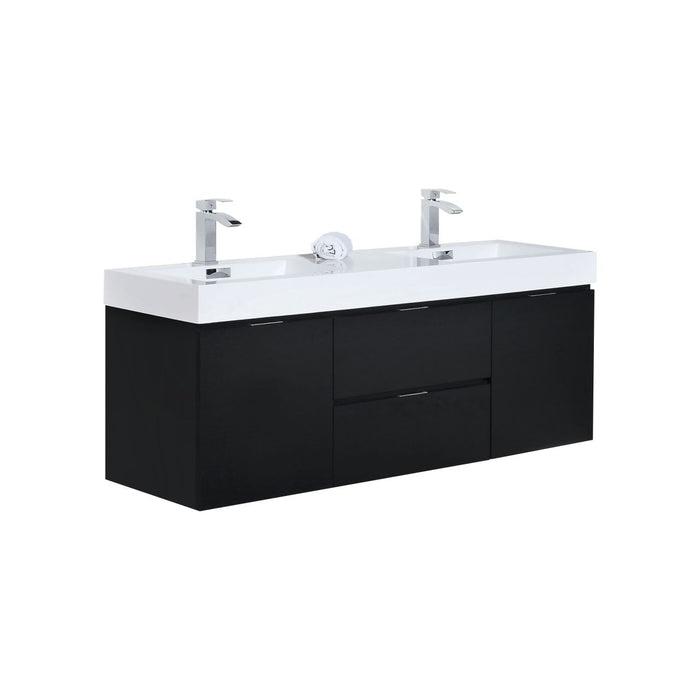 KubeBath Bliss 60" Wall Mount Modern Bathroom Vanity