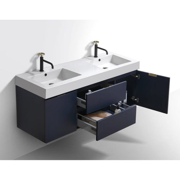 KubeBath Bliss 60" Wall Mount Modern Bathroom Vanity