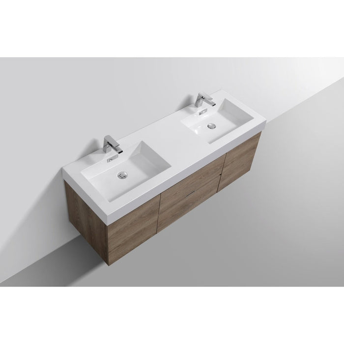 KubeBath Bliss 60" Wall Mount Modern Bathroom Vanity