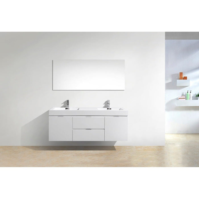 KubeBath Bliss 60" Wall Mount Modern Bathroom Vanity