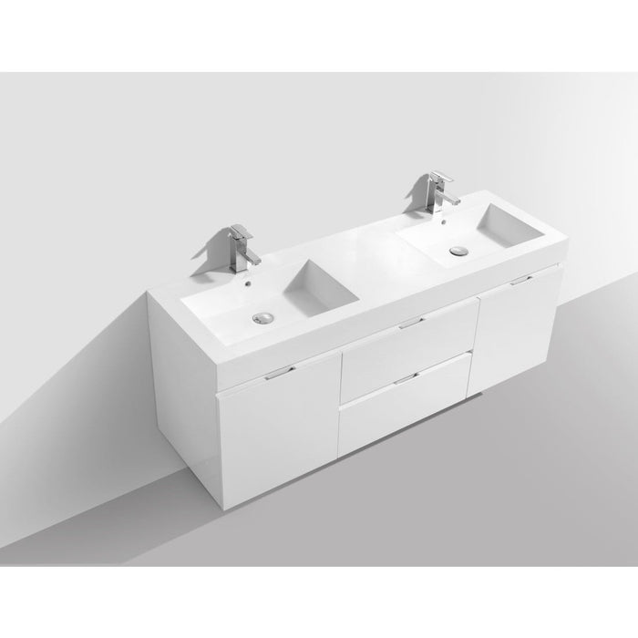 KubeBath Bliss 60" Wall Mount Modern Bathroom Vanity