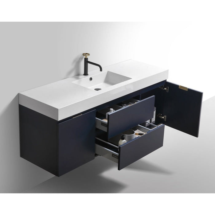 KubeBath Bliss 60" Wall Mount Modern Bathroom Vanity