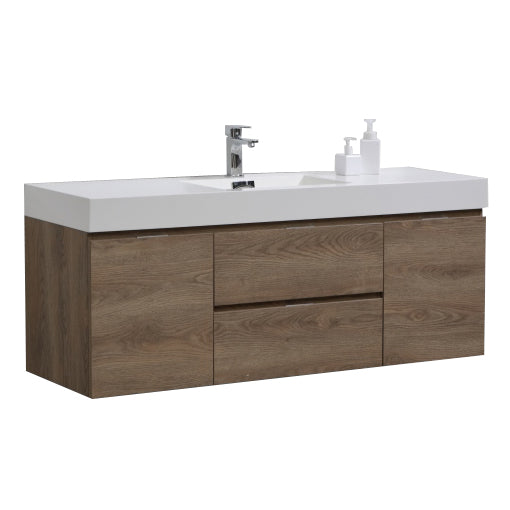 KubeBath Bliss 60" Wall Mount Modern Bathroom Vanity