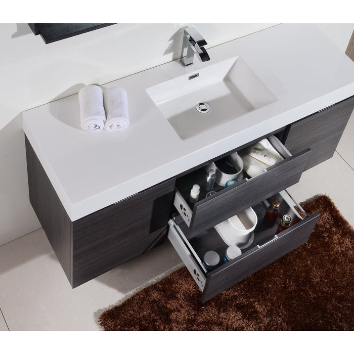 KubeBath Bliss 60" Wall Mount Modern Bathroom Vanity