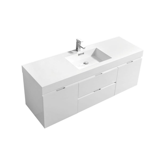 KubeBath Bliss 60" Wall Mount Modern Bathroom Vanity