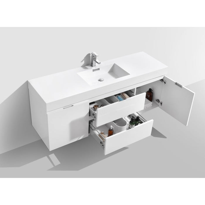 KubeBath Bliss 60" Wall Mount Modern Bathroom Vanity