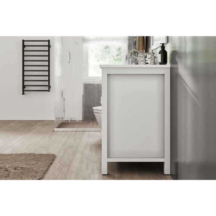 Eviva Totti Artemis 44" Transitional Double Sink Bathroom Vanity in White or Gray Finish with White Carrara Style Man-Made Stone Countertop and Undermount Porcelain Sinks