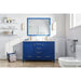 Eviva London 48 x 18" Transitional Double Sink Bathroom Vanity in Blue Finish with White Carrara Marble Countertop and Gold Handles