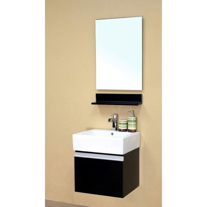 Bellaterra Home 21" 1-Door Dark Espresso Wall-Mount Vanity Set With White Ceramic Drop-In Sink and White Ceramic Top