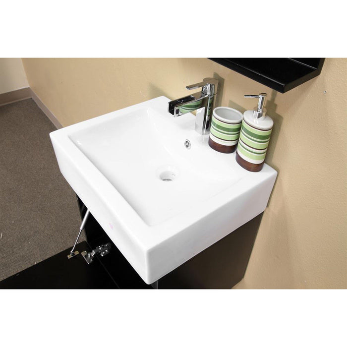 Bellaterra Home 21" 1-Door Dark Espresso Wall-Mount Vanity Set With White Ceramic Drop-In Sink and White Ceramic Top
