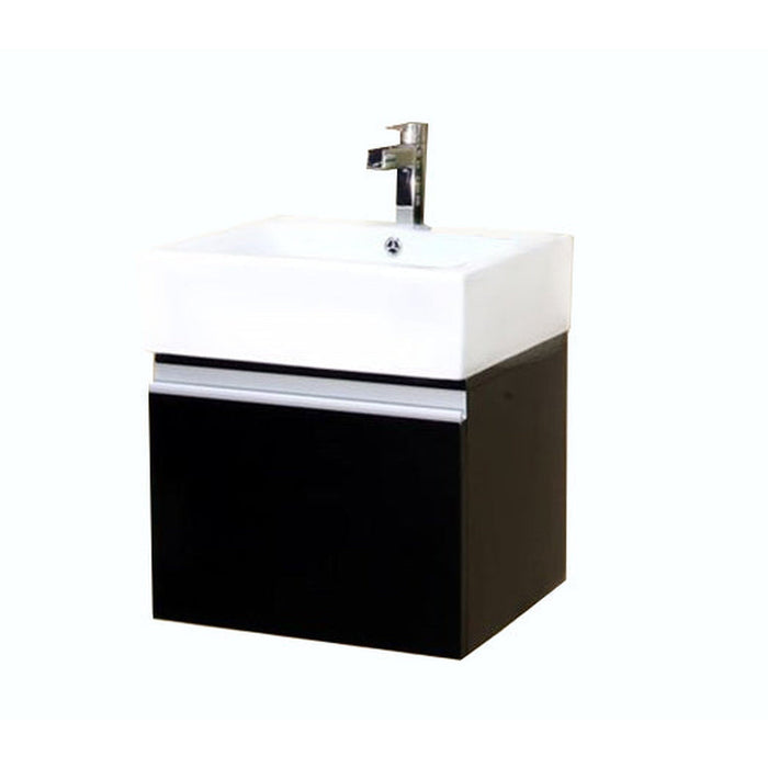 Bellaterra Home 21" 1-Door Dark Espresso Wall-Mount Vanity Set With White Ceramic Drop-In Sink and White Ceramic Top