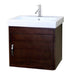 Bellaterra Home 24" 1-Door Walnut Wall-Mount Vanity Set With White Ceramic Drop-In Sink and White Ceramic Top