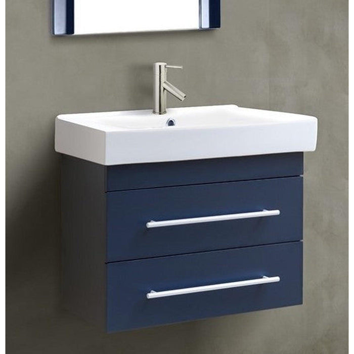 Bellaterra Home 24" 2-Drawer Dark Gray Wall-Mount Vanity Set With White Ceramic Drop-In Sink and White Ceramic Top