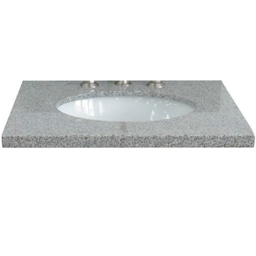 Bellaterra Home 25" x 22" Gray Granite Three Hole Vanity Top With Undermount Oval Sink and Overflow