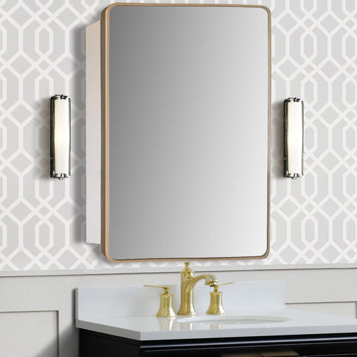 Bellaterra Home 29" x 18" Gold Rectangle Wall-Mounted Steel Framed Mirror Medicine Cabinet