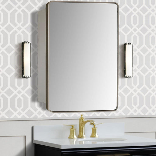 Bellaterra Home 29" x 18" Silver Rectangle Wall-Mounted Steel Framed Mirror Medicine Cabinet