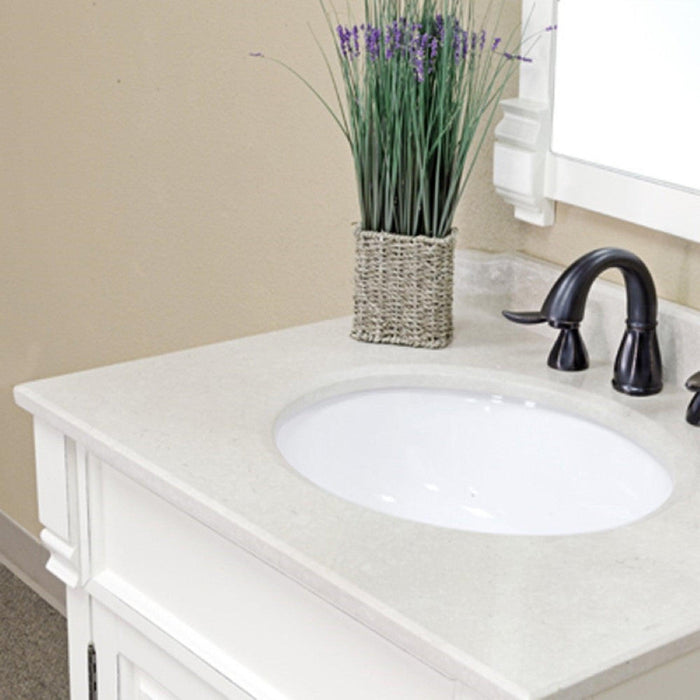 Bellaterra Home 30" 1-Door White Freestanding Vanity Set With White Ceramic Undermount Sink and White Marble Top