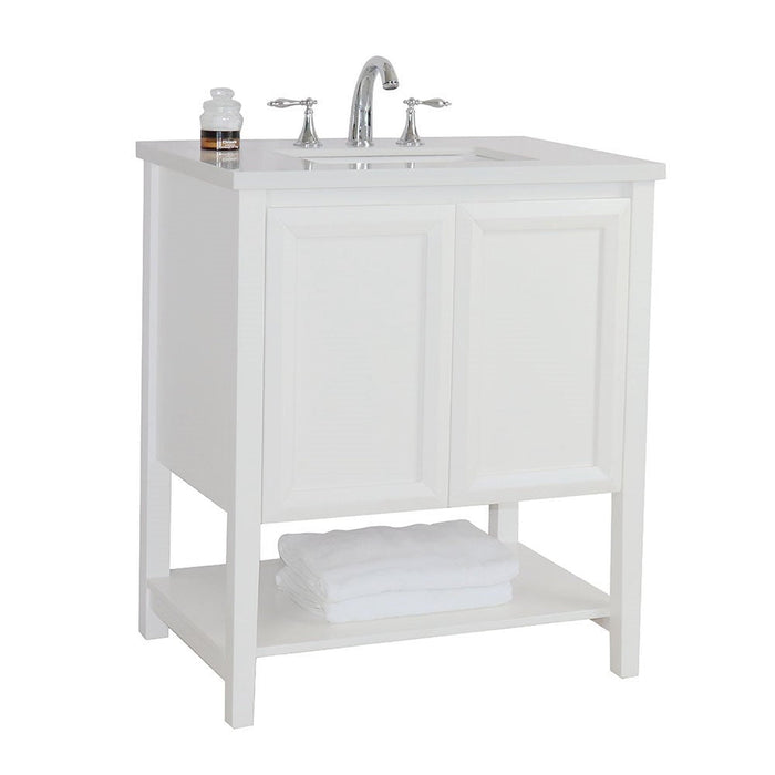 Bellaterra Home 31" 2-Door White Freestanding Vanity Set With White Ceramic Undermount Sink and White Quartz Top