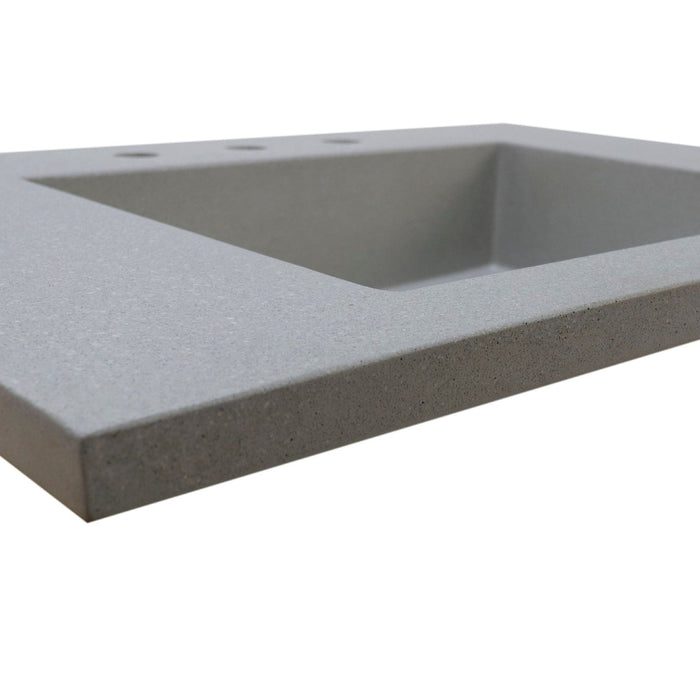 Bellaterra Home 31" x 22" Gray Concrete Three Hole Vanity Top With Integrated Rectangular Ramp Sink