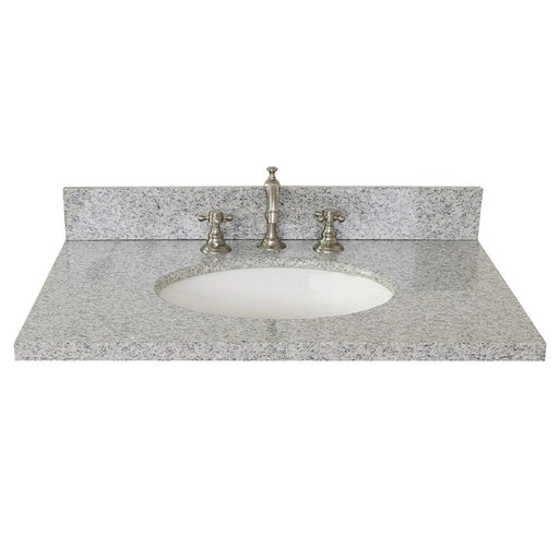 Bellaterra Home 31" x 22" Gray Granite Three Hole Vanity Top With Undermount Oval Sink and Overflow
