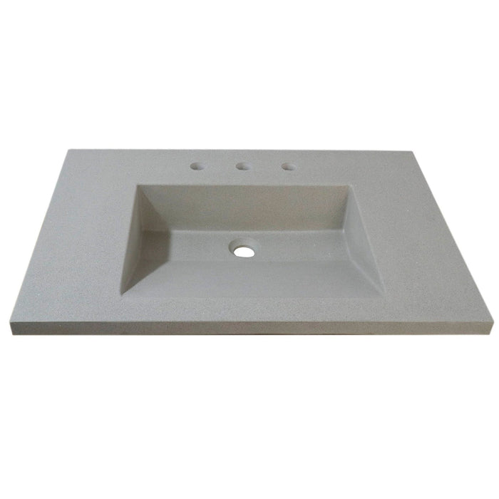 Bellaterra Home 31" x 22" White Concrete Three Hole Vanity Top With Integrated Rectangular Ramp Sink