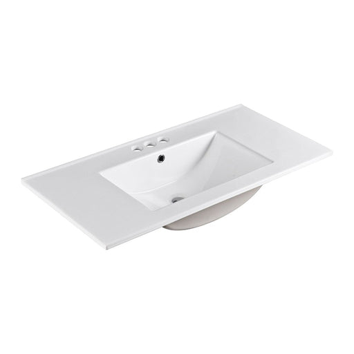 Bellaterra Home 36" x 18" Ceramic Three Hole Vanity Top With Integrated Rectangular Sink and Overflow