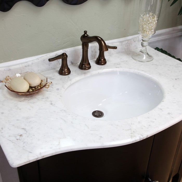 Bellaterra Home 37" 2-Door Black Freestanding Vanity Set With White Ceramic Undermount Sink and White Marble Top