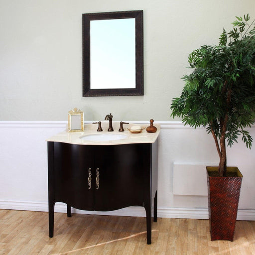 Bellaterra Home 37" 2-Door Espresso Freestanding Vanity Set With White Ceramic Undermount Sink and Cream Marble Top