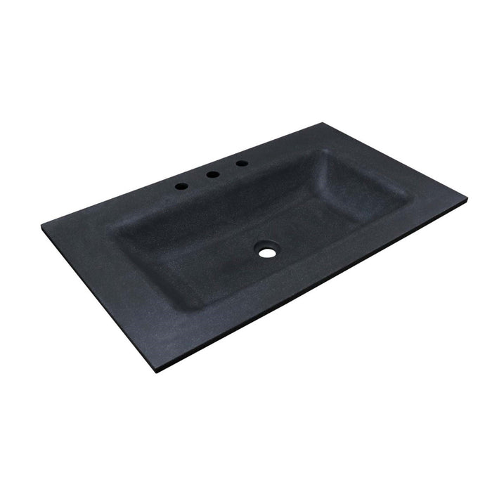 Bellaterra Home 37" x 22" Black Concrete Three Hole Vanity Top With Integrated Rectangular Sink