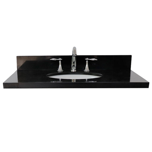 Bellaterra Home 37" x 22" Black Galaxy Three Hole Vanity Top With Undermount Oval Sink and Overflow