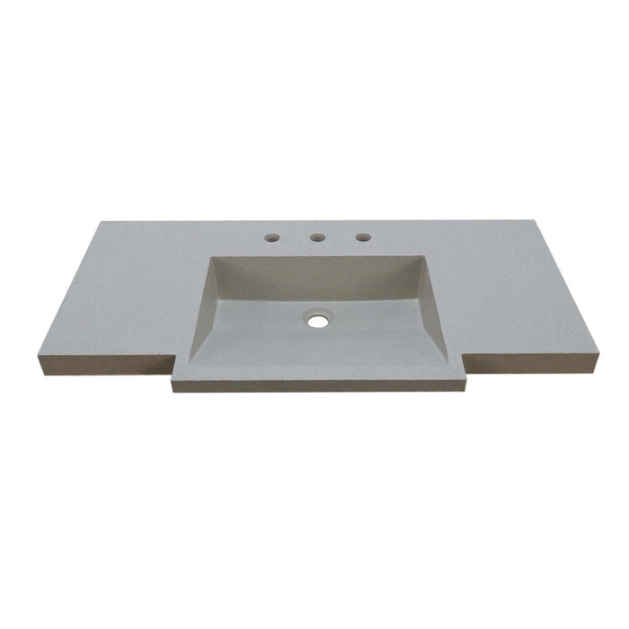 Bellaterra Home 39" x 21" White Concrete Three Hole Vanity Top With Integrated Rectangular Ramp Sink