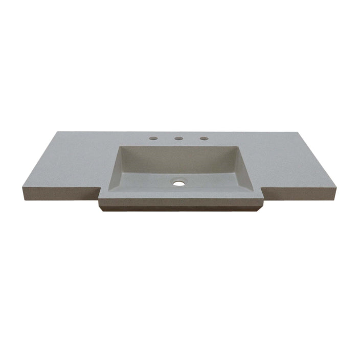 Bellaterra Home 39" x 21" White Concrete Three Hole Vanity Top With Integrated Rectangular Ramp Sink